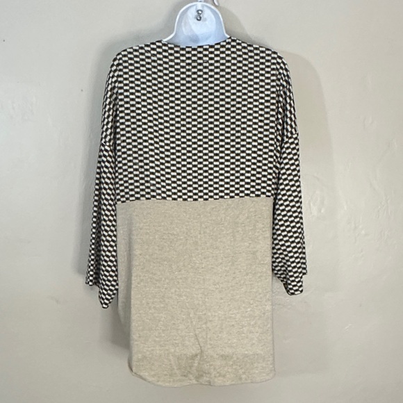 Zara Black and Gold Checkered Blouse - Picture 3 of 5